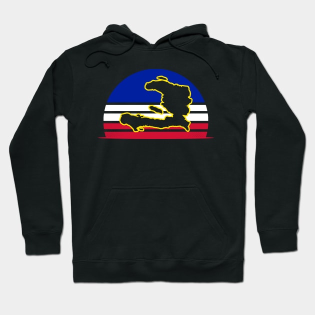 Haiti Flag Shirt | Vintage Retro Sunset Gift Hoodie by Gawkclothing